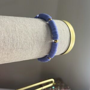 Purple Clay Disc Beaded Stretch Bracelet